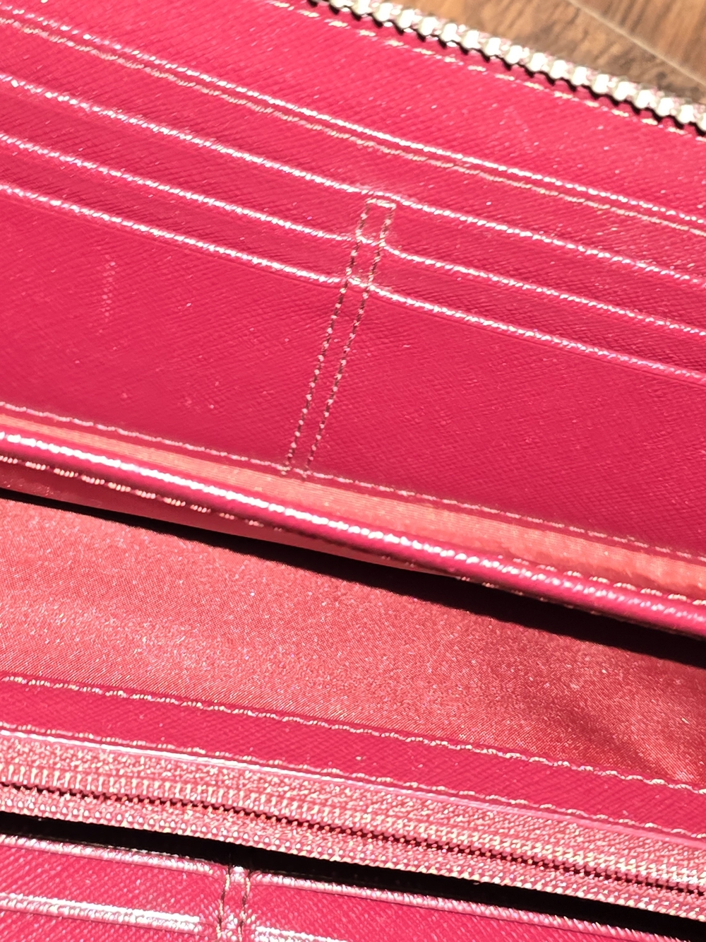 Coach Pebbled Leather Zip Wallet - Raspberry - Picture 5 of 13